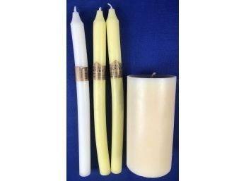 Candles - Three Tapers & One Pillar - New - Never Used