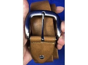 Genuine Leather Belt With Silver Buckle