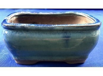 Glazed Bonsai Pot - Wonderful Drip Blue & Aqua Glaze