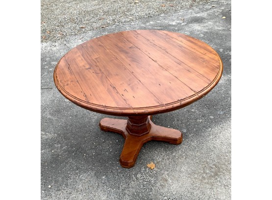 Distressed Wood Round Pedestal Table