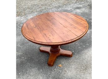 Distressed Wood Round Pedestal Table