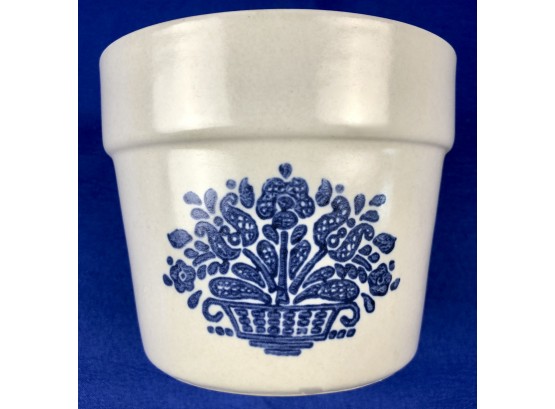 Vintage Pfaltzgraff Blue & White Stoneware Cache Pot - Signed On Base