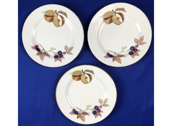 Three Small Evesham Plates - Signed 'Evesham By Royal Worcester - Made In England'