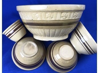 Antique Yellow Ware Pottery Bowls