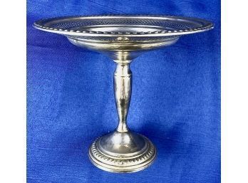 Sterling Silver Pedestal Candy Dish With Reticulated Gadroon Edge - Signed 'Empire Sterling Weighted'