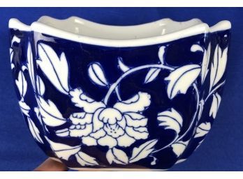 Chinese Glazed Blue & White Cache Pot