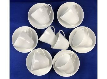 Rosenthal Germany 'Motif Bjorn Wiinblad' Eight Cups - Six Saucers - Signed On Base 'Rosenthal Germany'