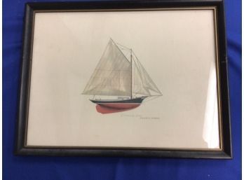 Vintage Framed Sailboat Print - Signed 'Friendship Sloop - Amanda Morse'