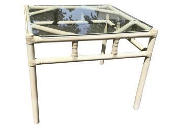 Bamboo Glass Top Side Table