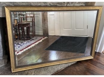 Large Mirror With Beveled Glass, Gilt And Black Frame