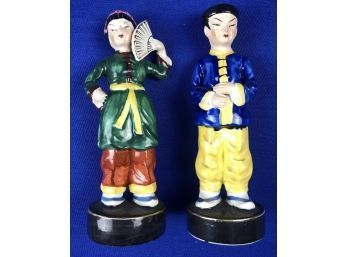 Vintage Chinese Figures - Signed On Base - 'Japan' With Original 'F.W. Woolworth' Price Tags