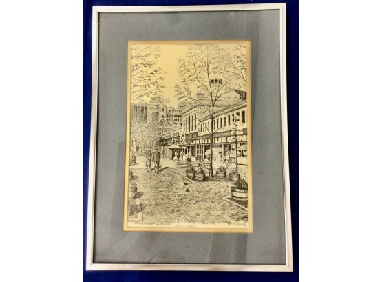 Vintage Clark M. Goff Quincy Market Boston Framed Art Print