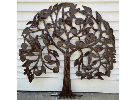 Metal Wall Art - Lovely Combination Of Birds & Fruits In A Tree.