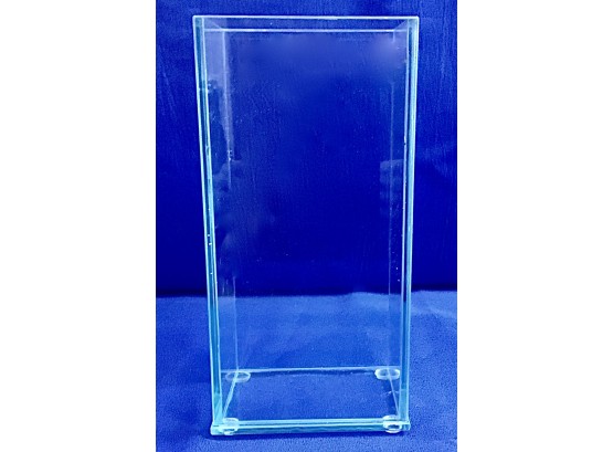 Contemporary High Quality Rectangular Glass Vase With Finished Green Glass Edging