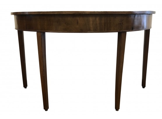 Stunning 19th Century Regency D End Demi Lune Table With Tapered Legs & Beautiful Wood Grain.