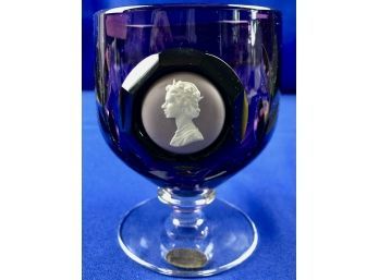 Wedgwood Silver Jubilee Amethyst Glass With Queen Elizabeth II Porcelain Cameo - Signed 'Wedgwood England'