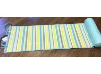 Roll Up Striped Beach Mat With Detachable Pillow