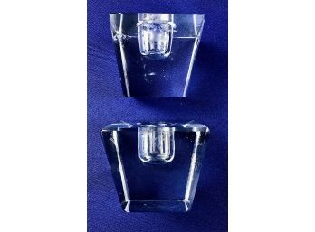 Vintage Heavy Weight Crystal Candle Holders - Great Mid Century Design