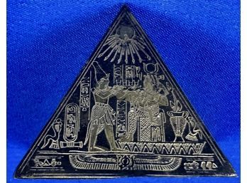 Pyramid Paperweight With Gold Incised Egyptian Designs
