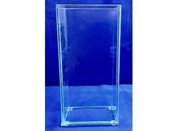 Contemporary High Quality Rectangular Glass Vase With Finished Green Glass Edging