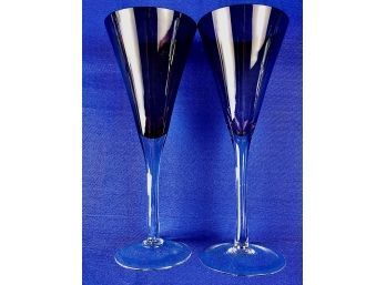 Pair Of Vintage Pier One Imports Crystal Wine Flutes