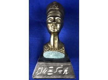 Brass Egyptian Figure With Stone Base