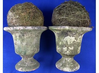 Terra Cotta Pots With Faux Moss Ball Adornment