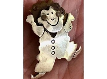 Charming Silver & Mixed Metal Handcrafted Figural Pin