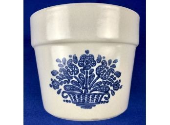 Vintage Pfaltzgraff Blue & White Stoneware Cache Pot - Signed On Base