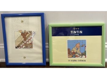 Charming Blue & Green Frames With Tintin Cartoons