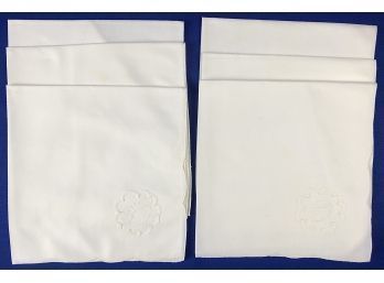 Six Vintage Cotton Napkins With Embroidered Corners