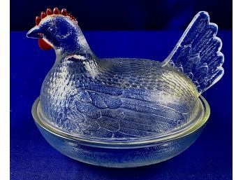 Vintage Glass Hen Box