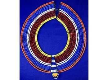 Beaded Tribal Necklace With Fastener