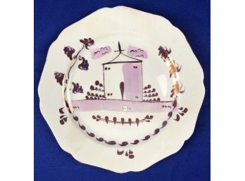 Antique Lusterware Plate - Signed On Base 'Made In England'