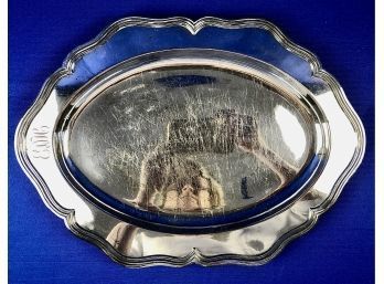 Heavy Weight Silver Plate Serving Tray - Great Vintage Monogram - Signed On Base