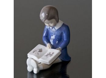 Royal Copenhagen Bing & Grondahl B&G - 'First Book' - Girl Reading Figurine