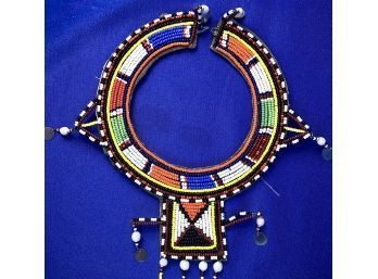 Beaded Tribal Necklace With Long Beaded Streamers
