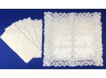 Belgium Lace - Signed - Four Placemats With Four Matching Dinner Napkins - Signed 'Made In Belgium'