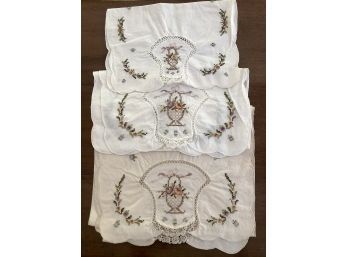 Three Handmade Vintage Bureau Clothes - Cotton Cross Stitched Basket Pattern