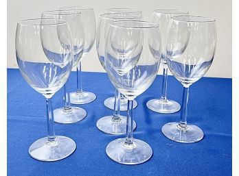 Set Of Eight Large Wine Glasses.  Fluted Stems