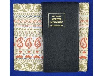 Vintage Fabric Covered Vest Pocket Dictionary - Charming Piece!