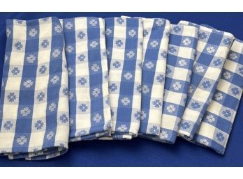 Seven Blue & White Vintage Picnic Napkins