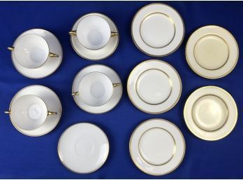 Porcelain - Four Bullion Cups & Five Saucers Signed Minton - Five Plates Signed 'Favorite Bavaria'