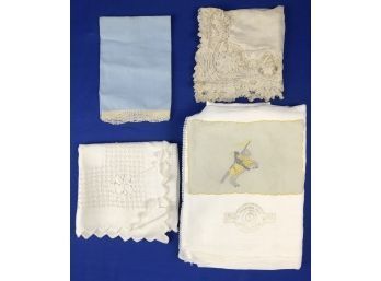 One Lace Tablecloth - One Cotton Tablecloth - One Lace Handkerchief - One Hand Towel -  One Unique Linen