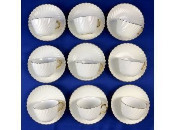 NIne Minton Porcelain Cups & Saucers Signed 'Minton - Made In England - Clifton'