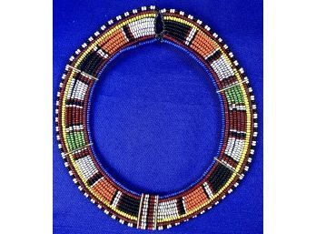 Beaded Tribal Necklace With Fastener