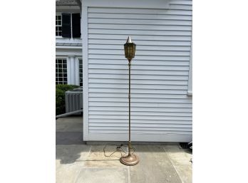 Brass Floor Lamp With Coachlamp Top