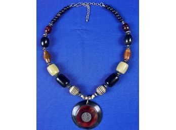 Beaded Artisan Necklace With Large Pendant