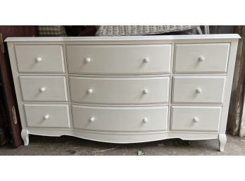 White Bow Front Dresser - Nine Drawers- Curved Queen Anne Style Feet - Wonderful Storage
