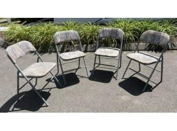 Four Samms Sturdy Upholstered Folding Chairs